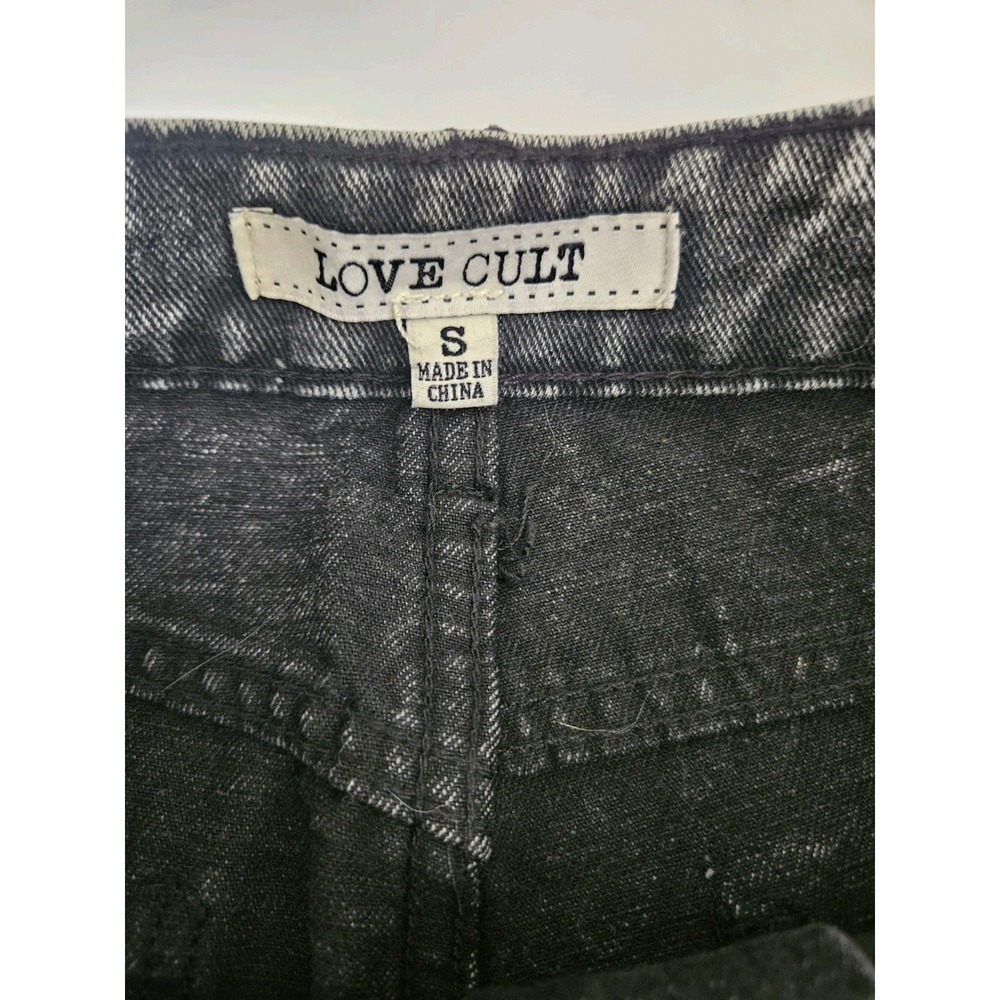 Love Cult Womens Wide Leg Cargo Black Acid Wash Size Small Baggy Denim Y2K - Picture 4 of 10